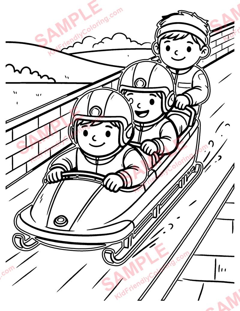 Sledding Team coloring page preview