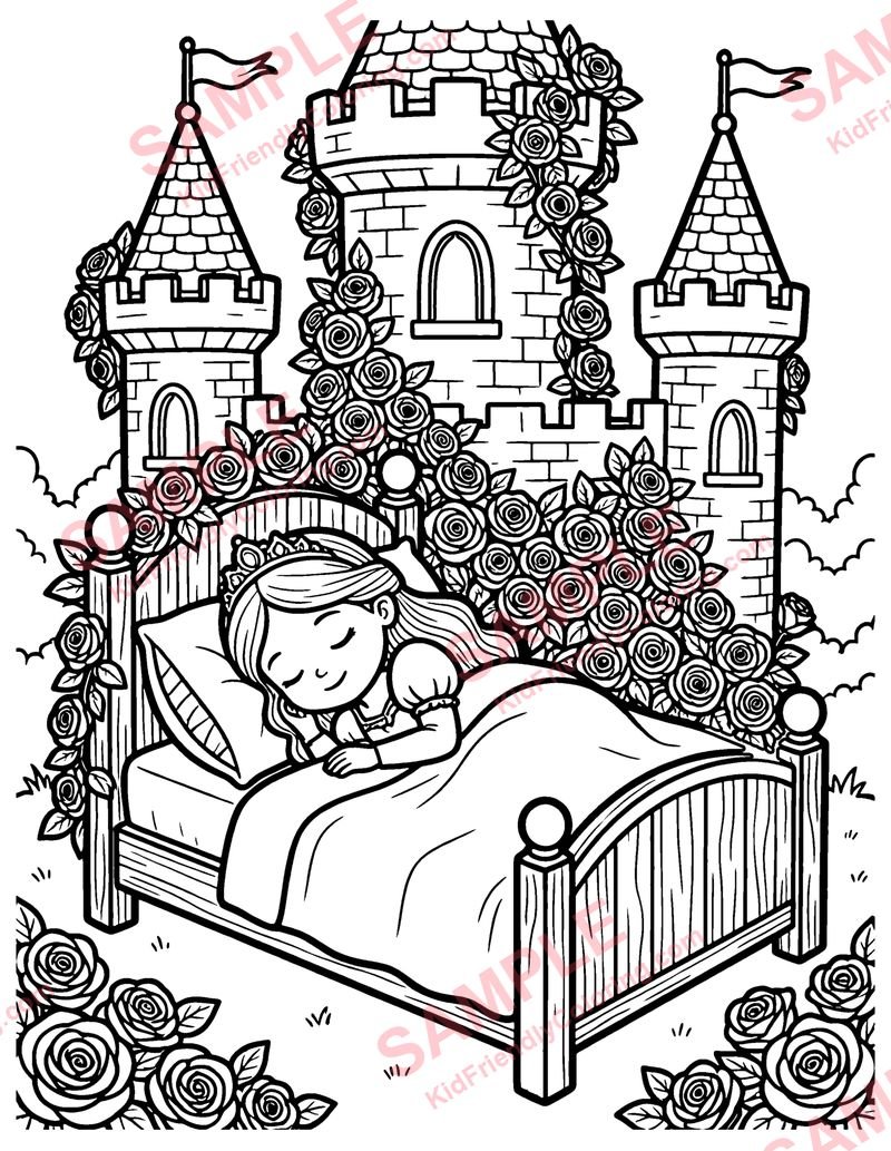Sleeping Beauty coloring page preview