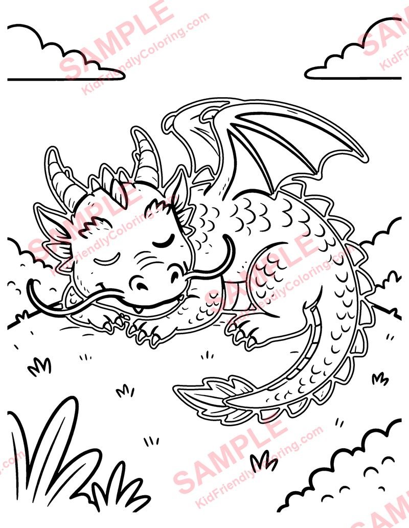 Sleeping Dragon coloring page preview