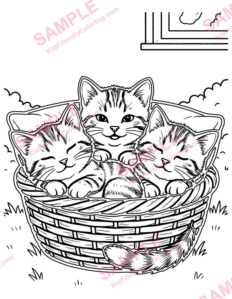 Sleepy Kittens coloring page preview