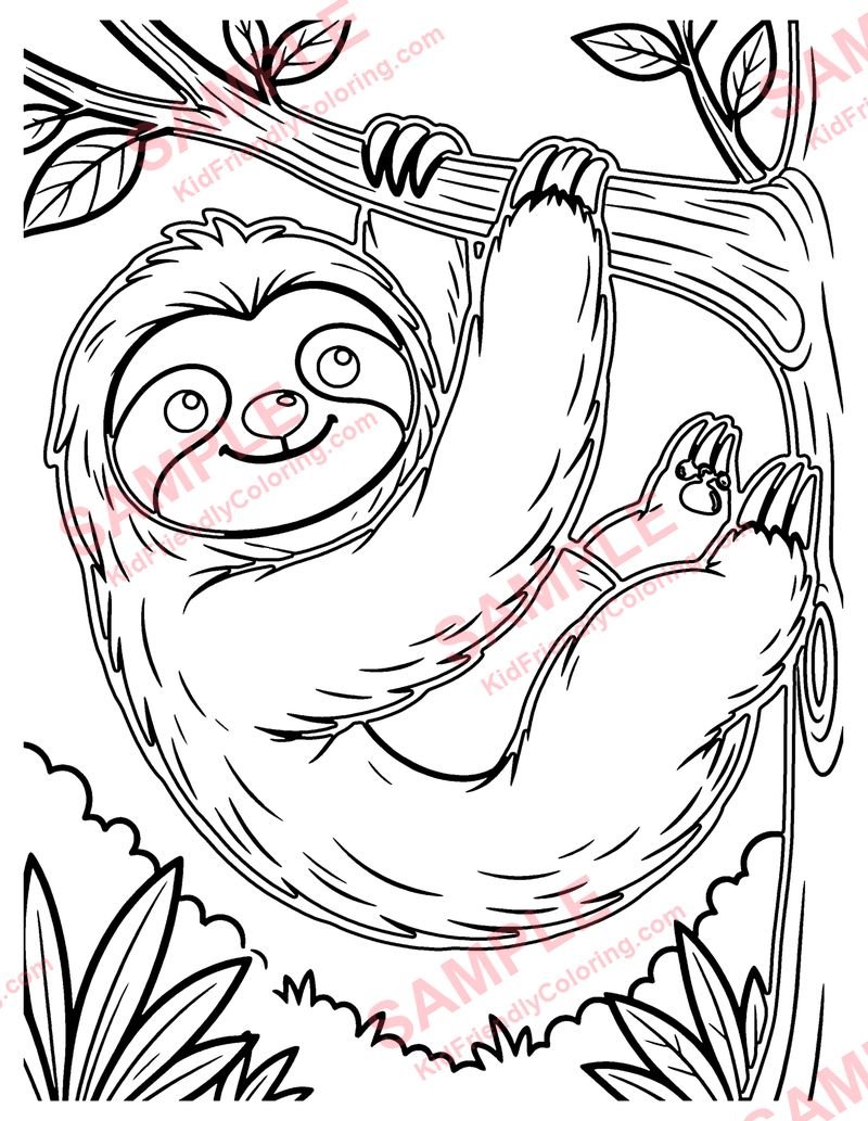 Sleepy Sloth coloring page preview