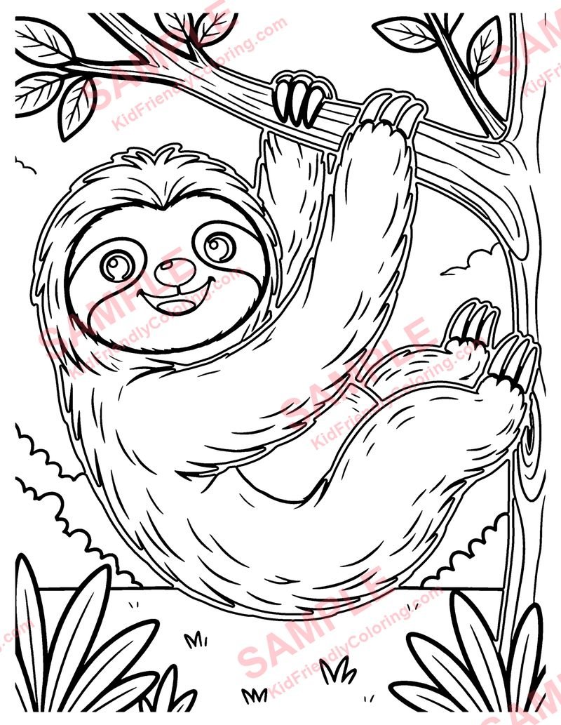 Sloth coloring page preview
