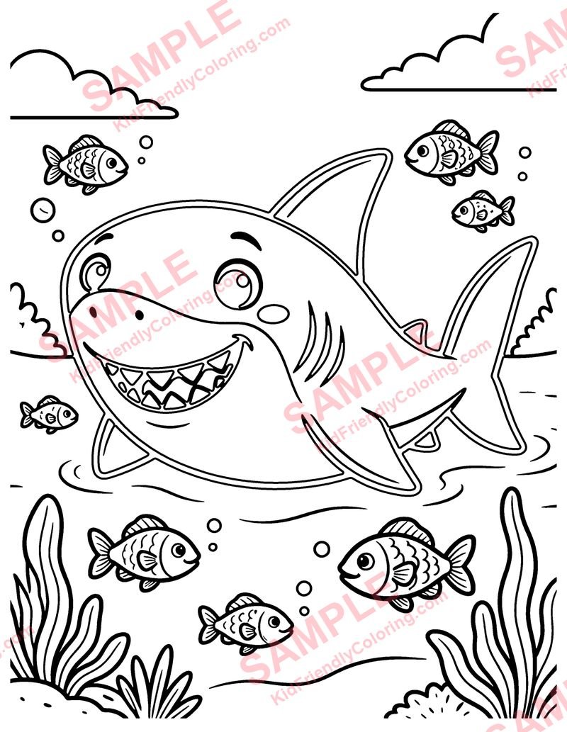 Smiling Shark coloring page preview