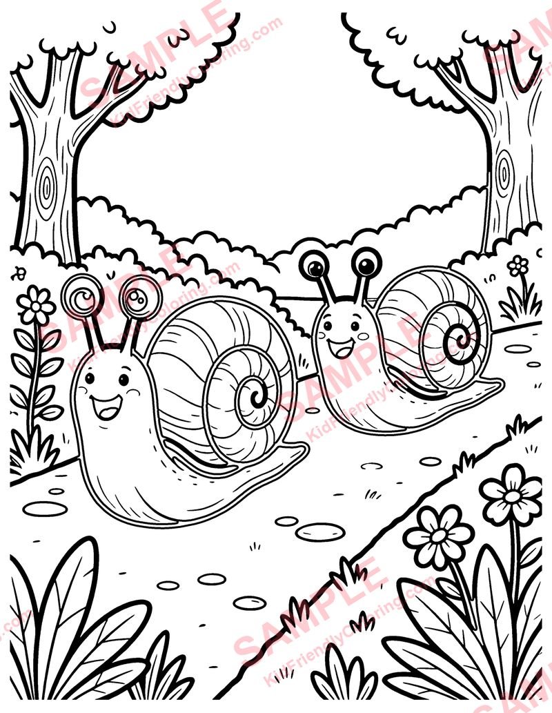 Snail Race coloring page preview