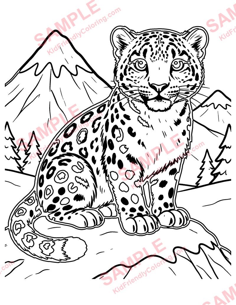 Snow Leopard coloring page preview