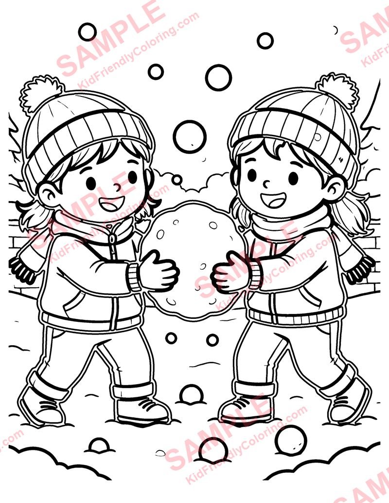 Snowball Fight coloring page preview