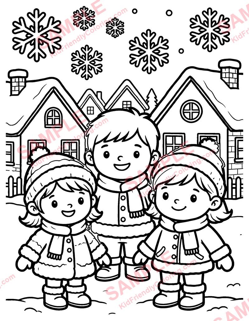 Snowfall coloring page preview