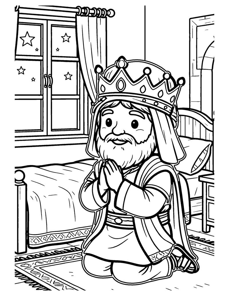 Solomon Asks for Wisdom coloring page preview