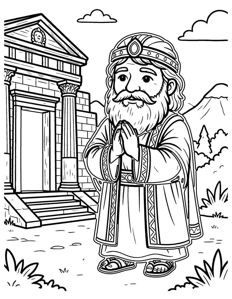 Solomon Dedicates the Temple coloring page preview