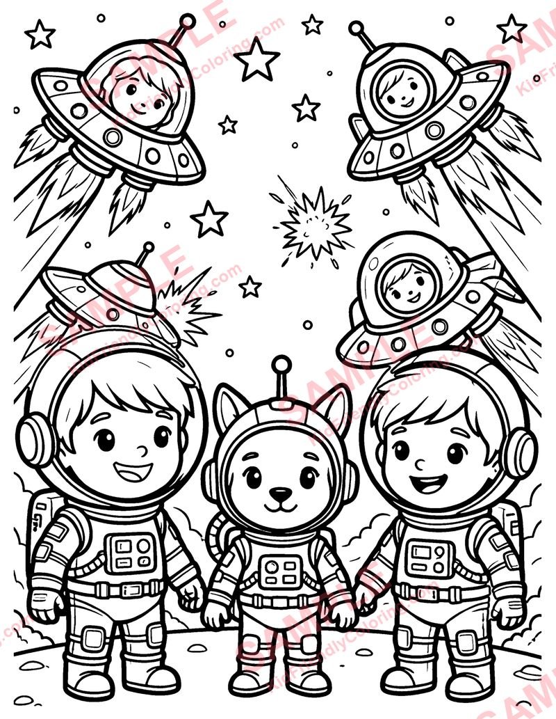 Space Battle Lights coloring page preview