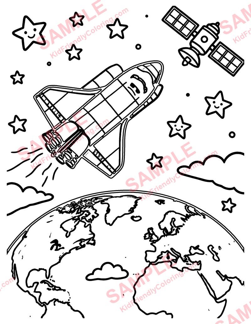 Space Shuttle coloring page preview