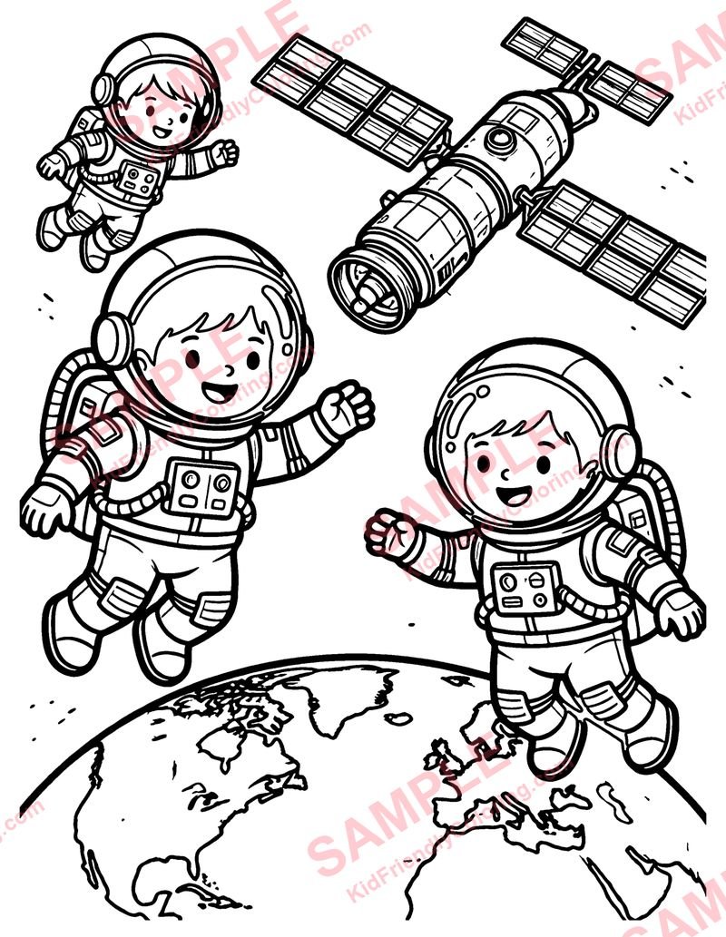 Space Station coloring page preview