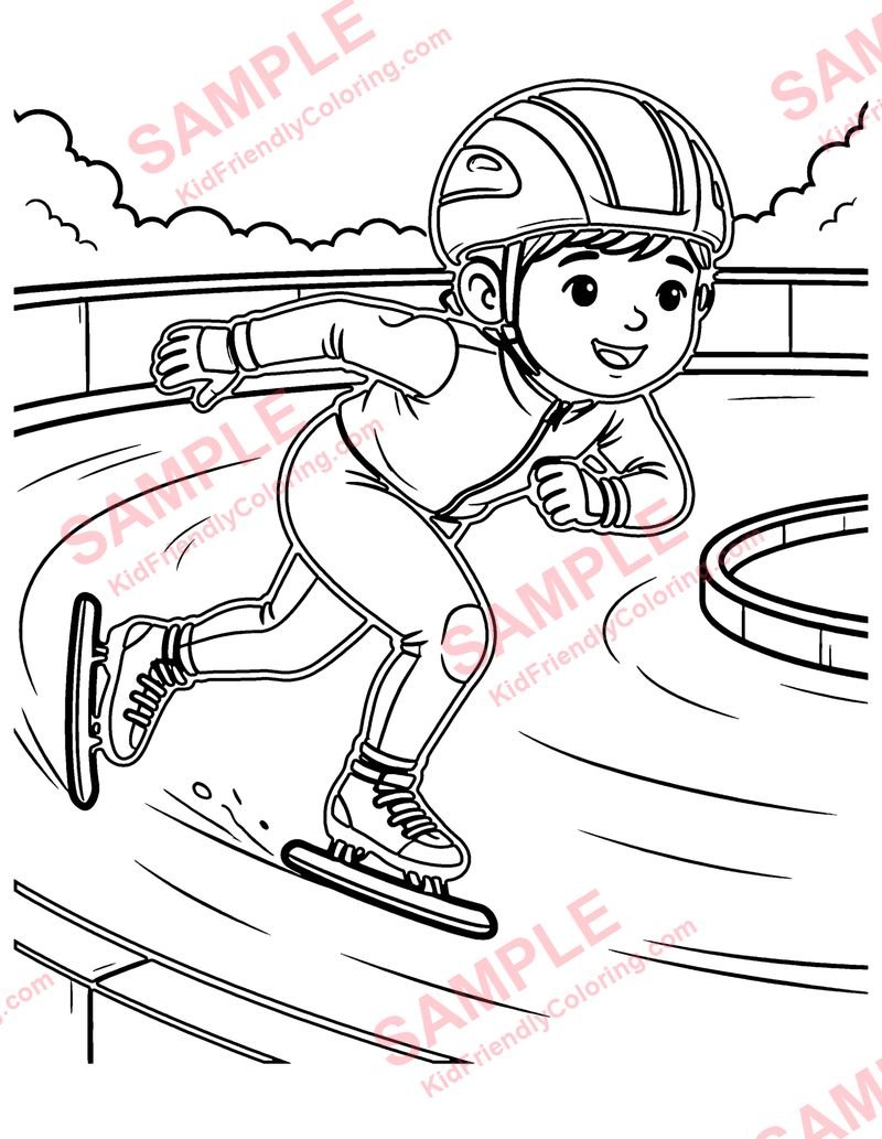 Speed Skating coloring page preview
