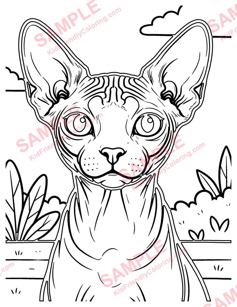 Sphynx Cat coloring page preview
