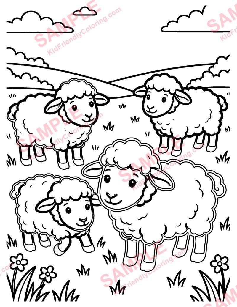 Spring Lambs coloring page preview