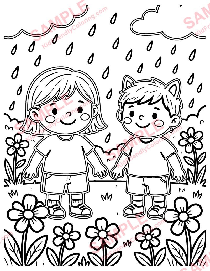 Spring Rain coloring page preview