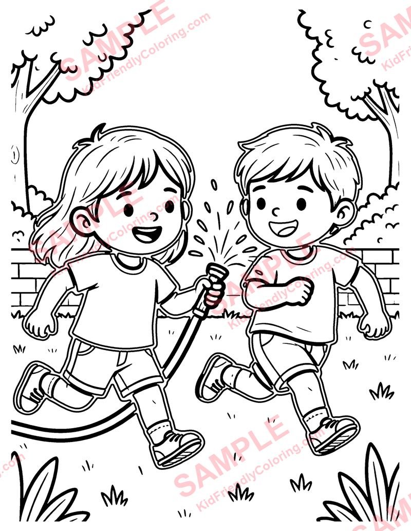 Sprinkler Fun coloring page preview