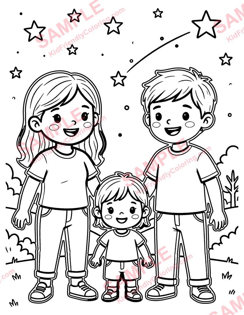 Stargazing Hill coloring page preview