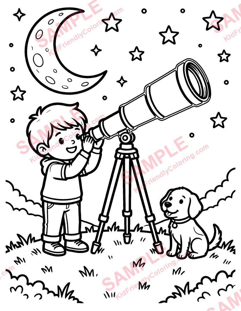 Stargazing coloring page preview