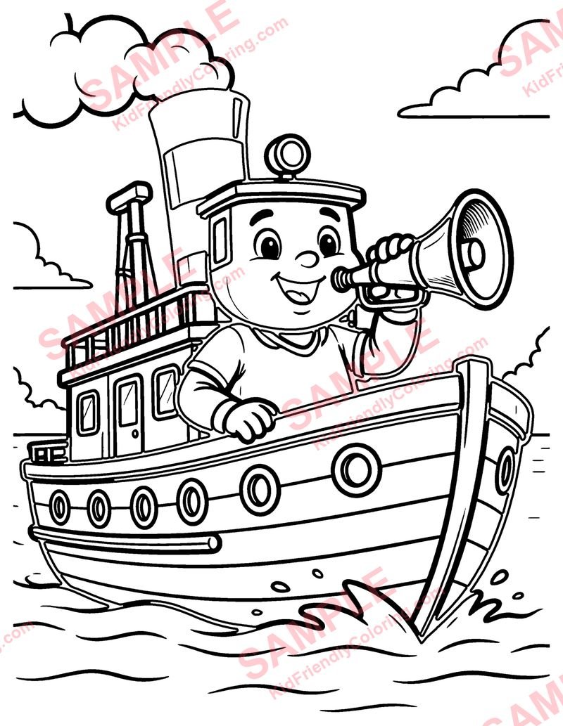 Steam Boat Toot coloring page preview