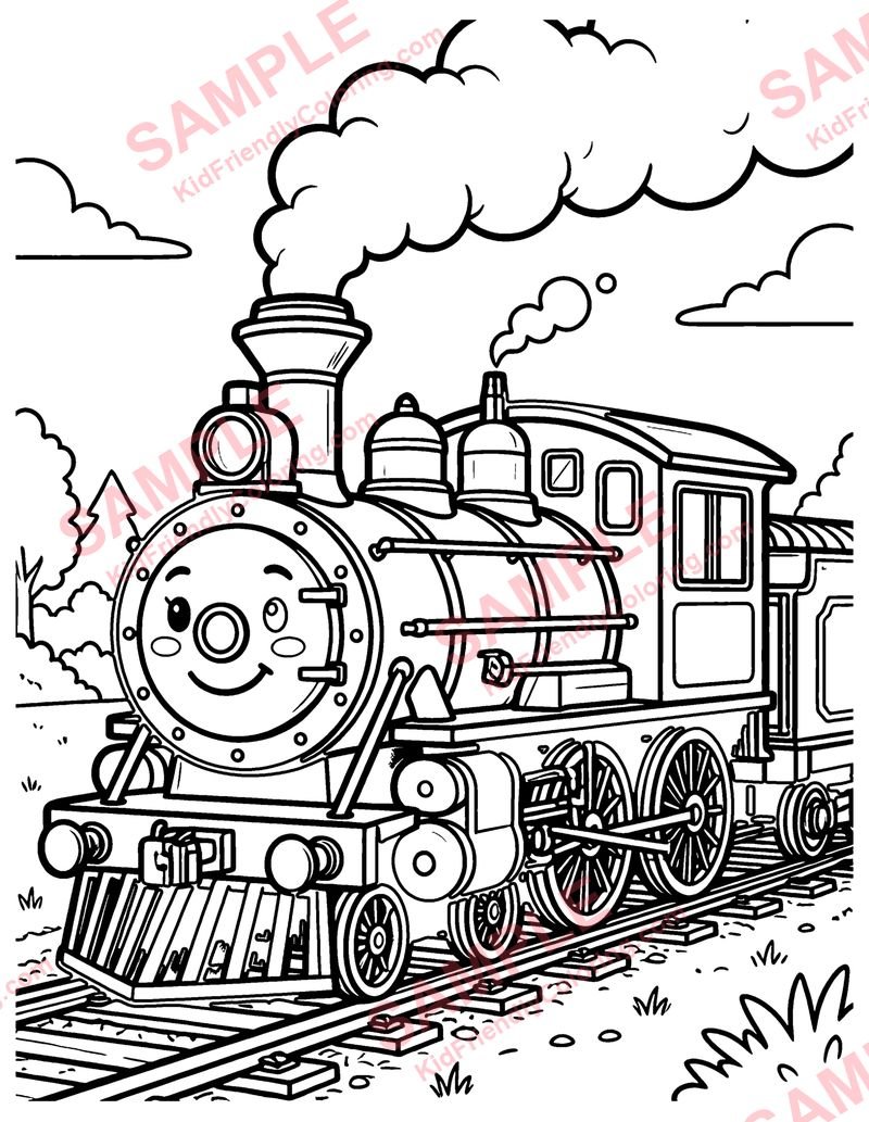 Steam Locomotive coloring page preview