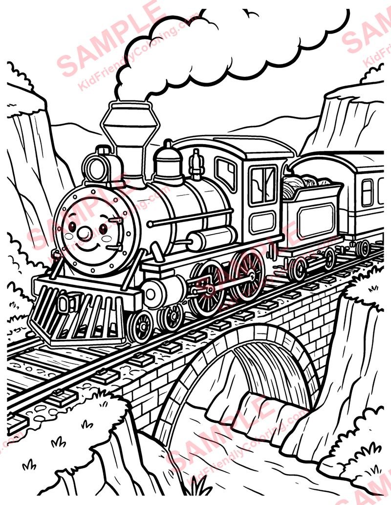 Steam Train West coloring page preview