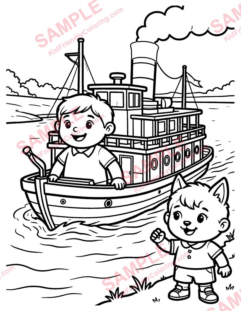 Steamboat coloring page preview