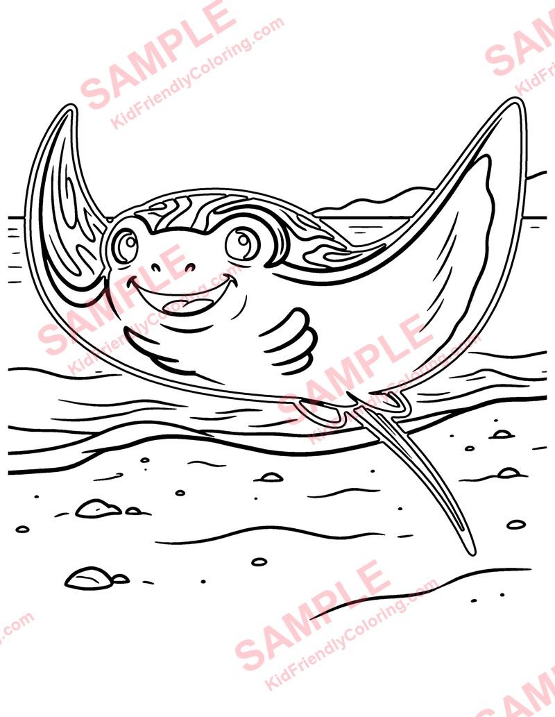 Stingray coloring page preview