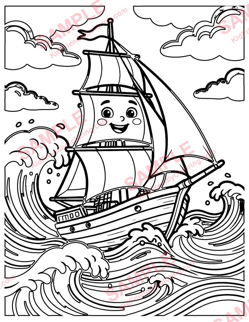 Storm at Sea coloring page preview
