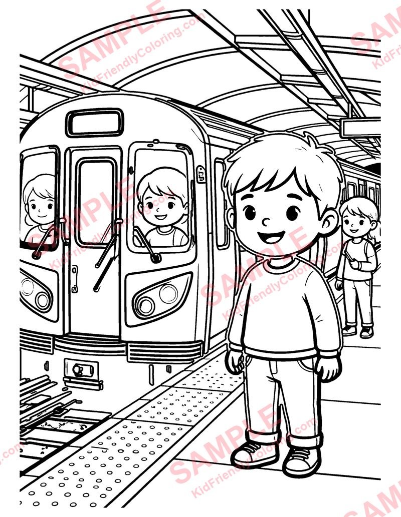 Subway Train coloring page preview