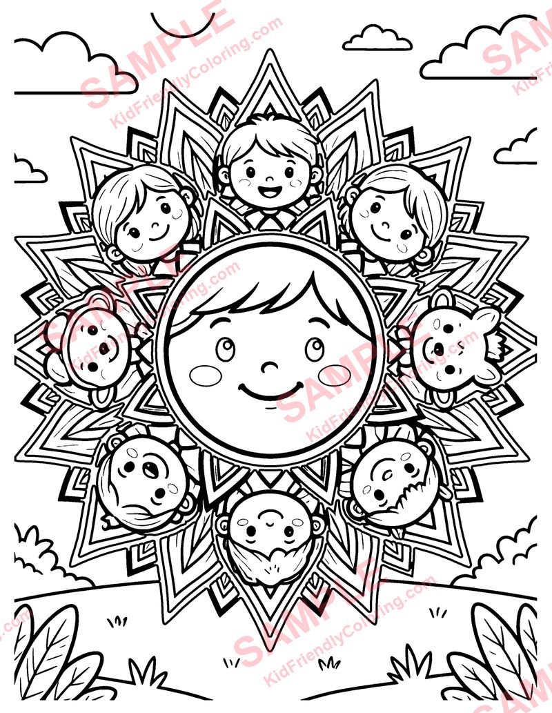 Sun Mandala coloring page preview