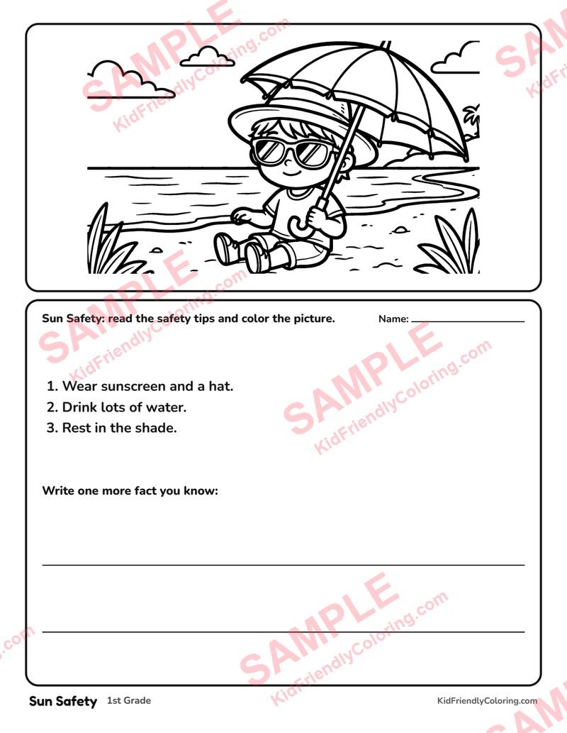 Sun Safety coloring page preview