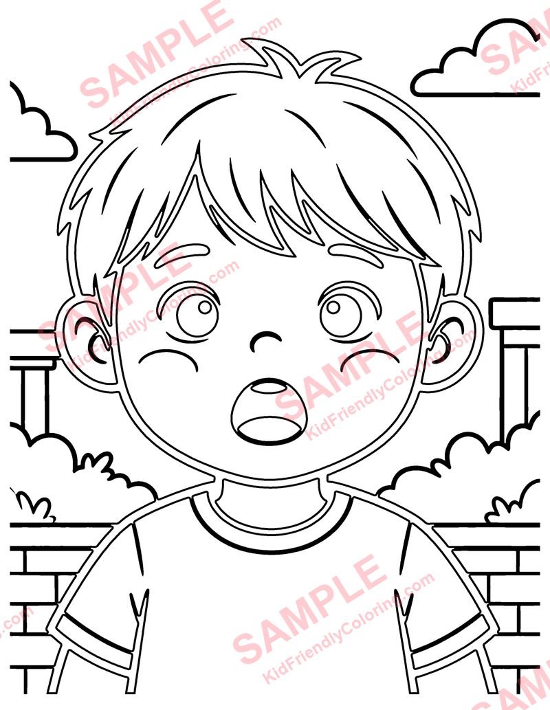 Surprised Face coloring page preview