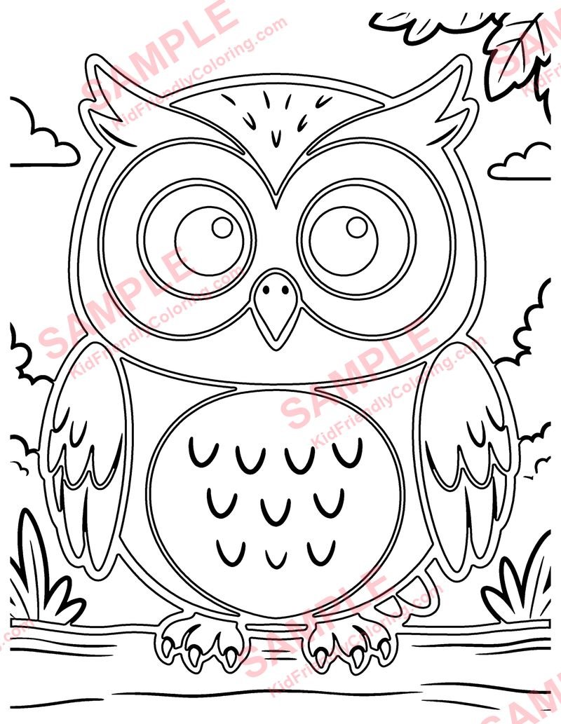 Surprised Owl coloring page preview