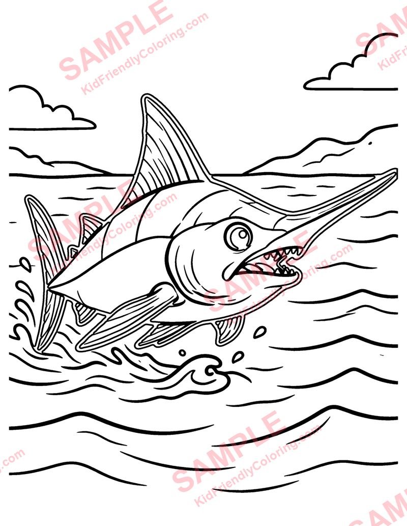 Swordfish coloring page preview