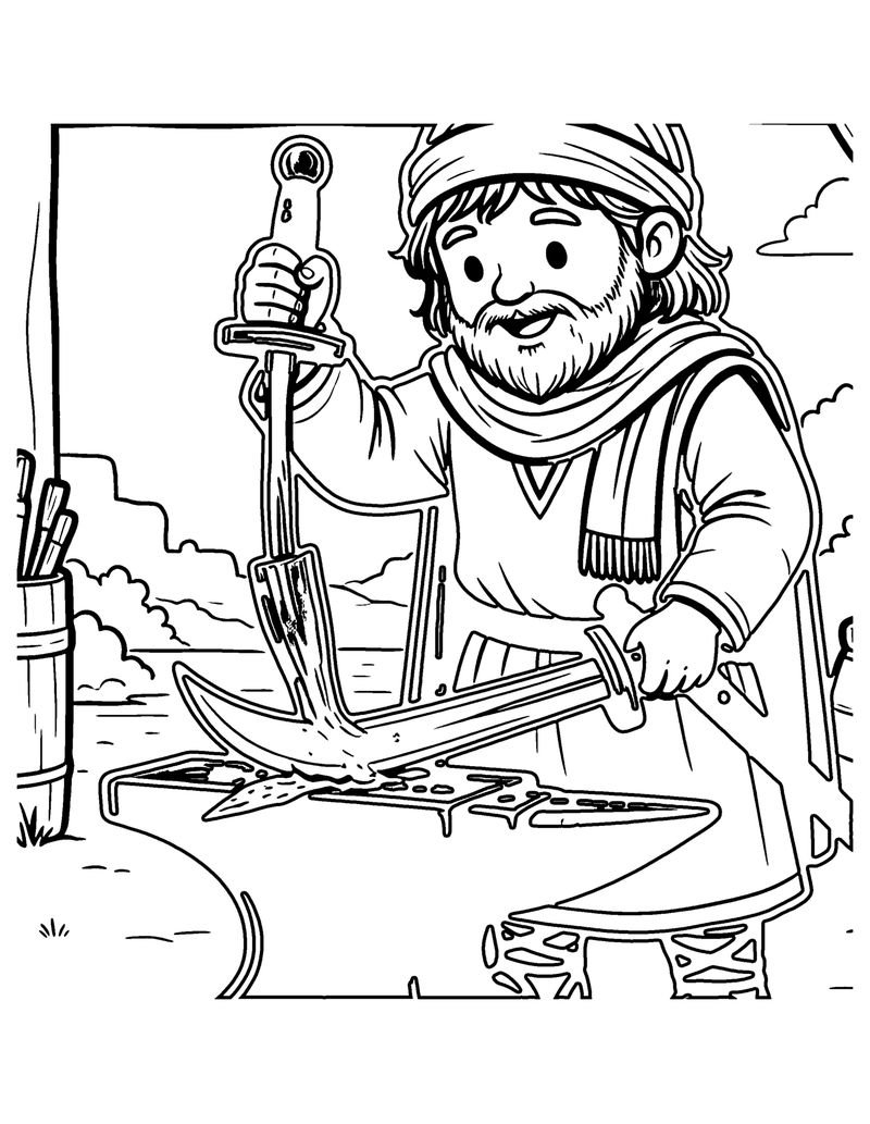 Swords into Plows coloring page preview