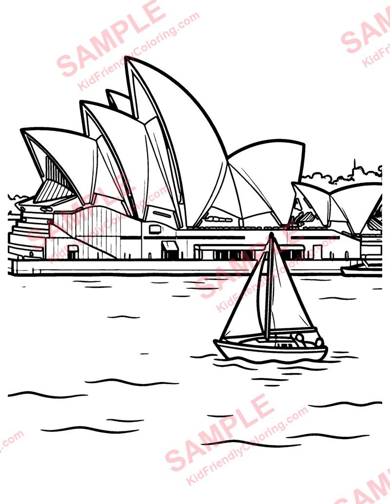 Sydney Opera House coloring page preview