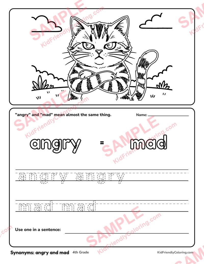 Synonyms: angry and mad coloring page preview