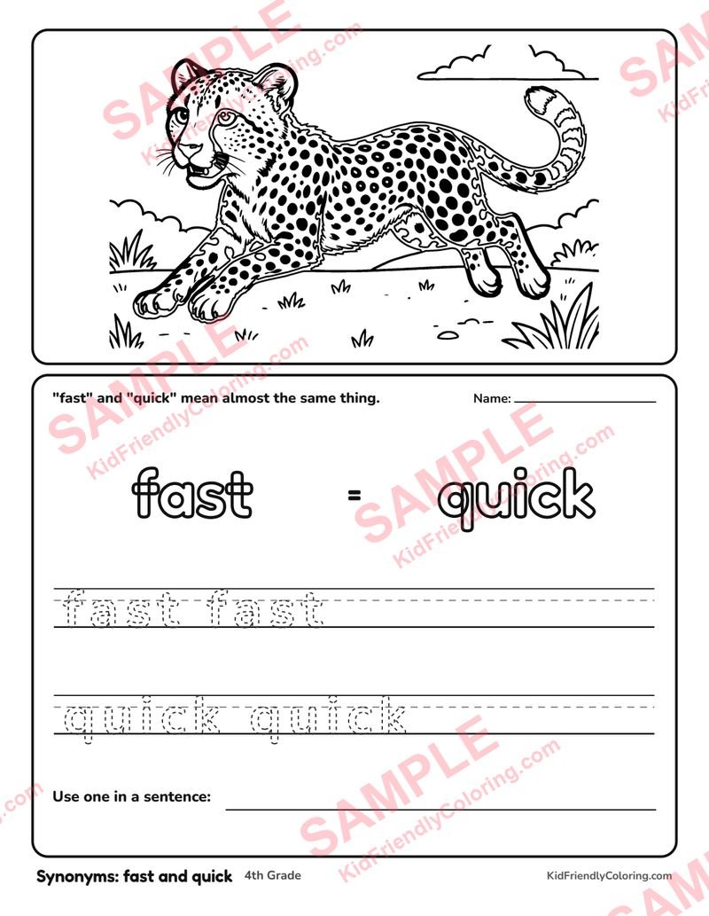 Synonyms: fast and quick coloring page preview