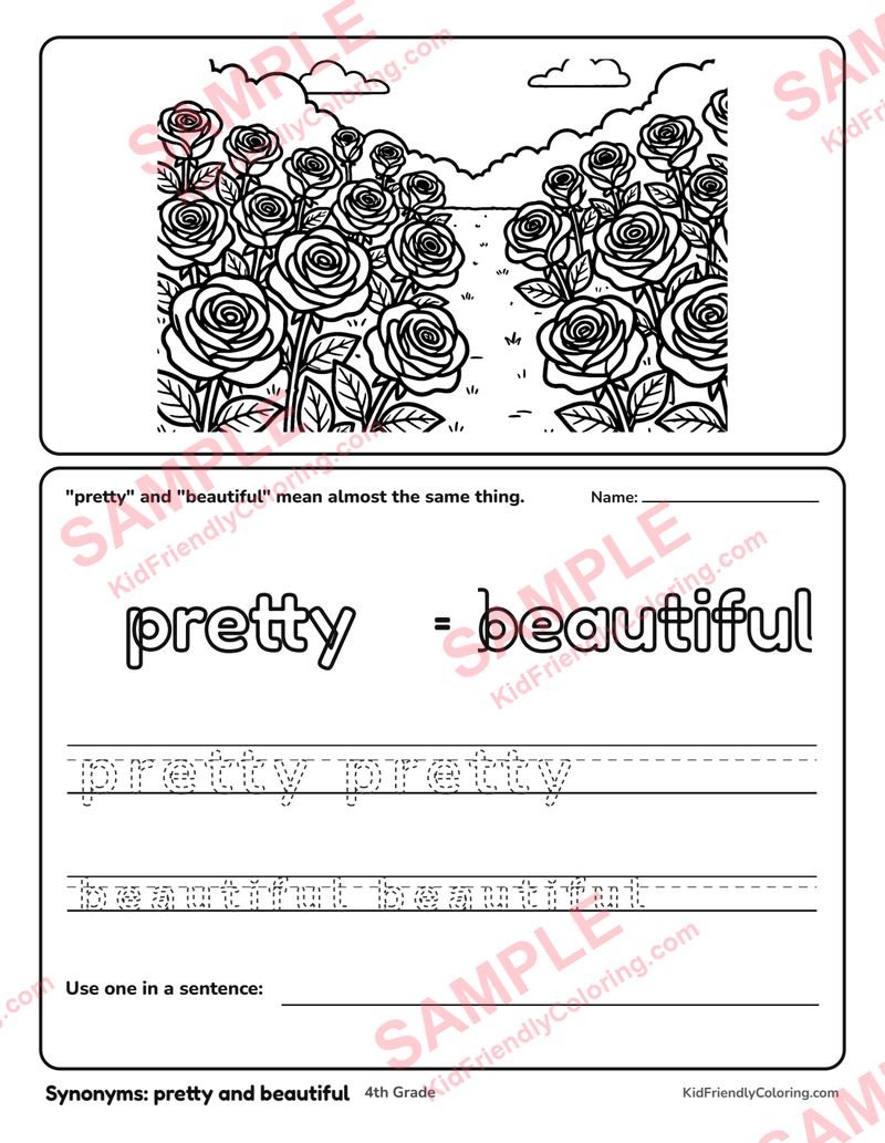 Synonyms: pretty and beautiful coloring page preview