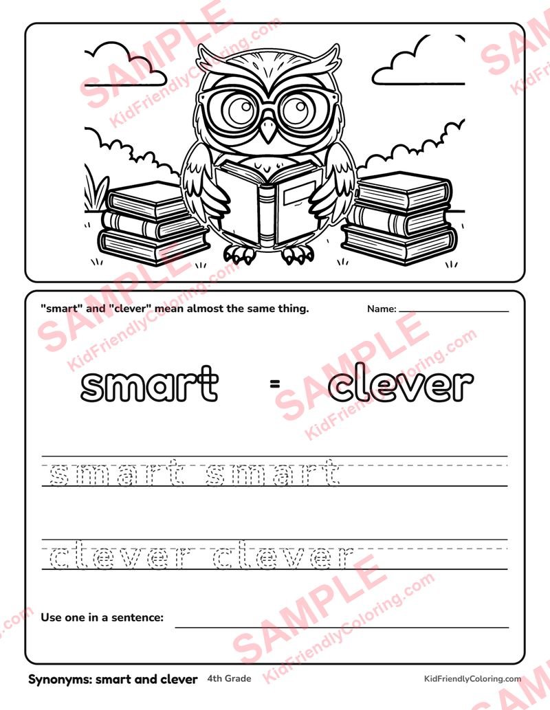 Synonyms: smart and clever coloring page preview