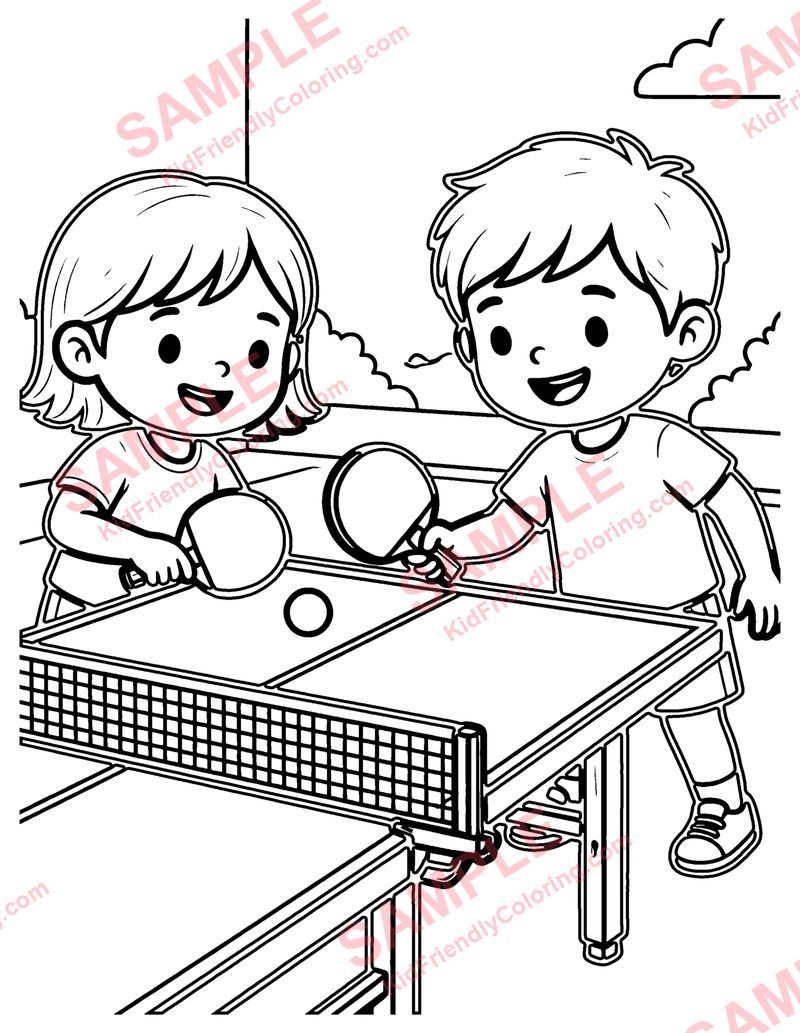 Table Tennis coloring page preview