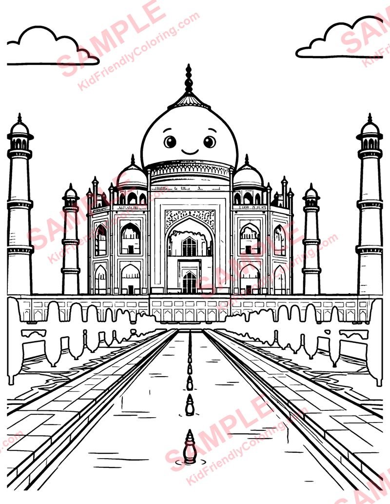 Taj Mahal coloring page preview