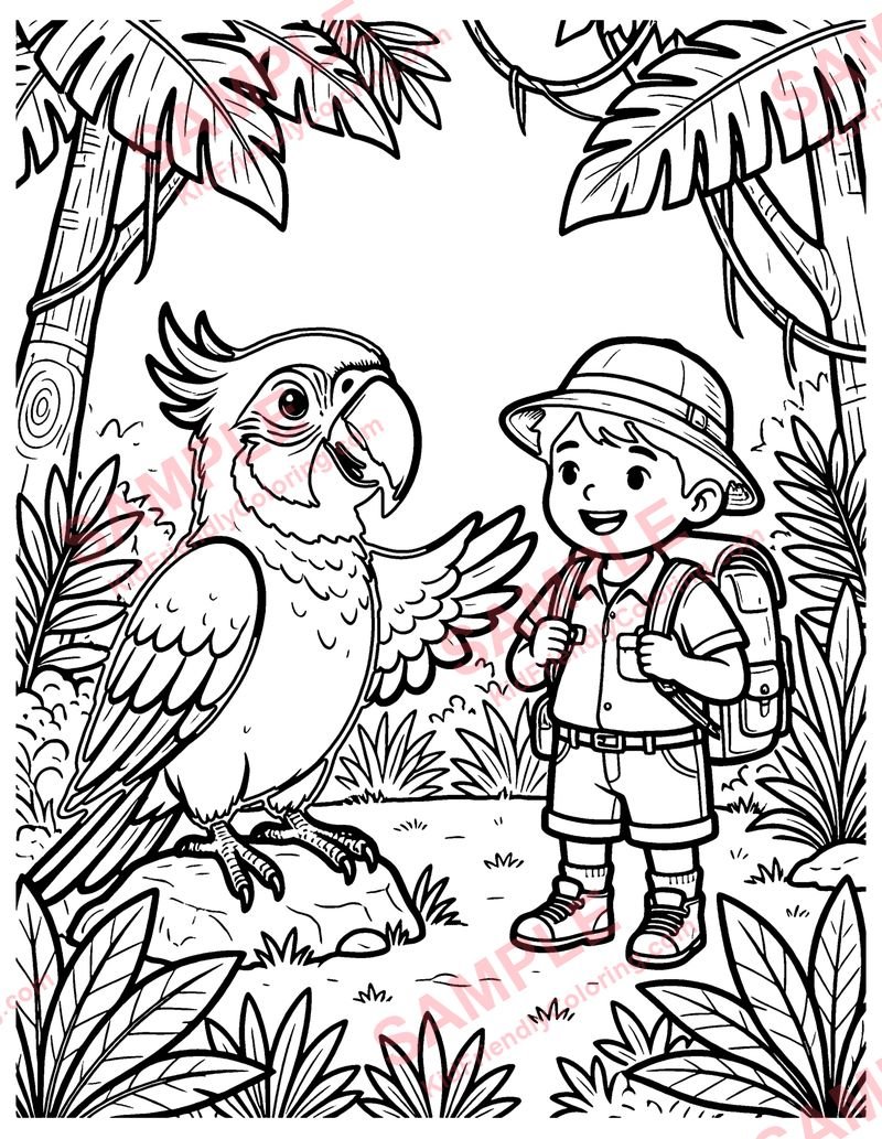 Talking Parrot Guide coloring page preview