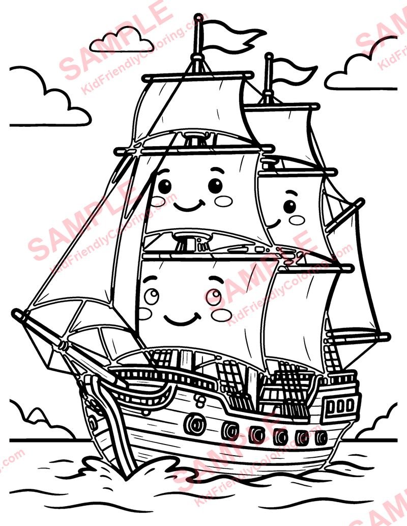 Tall Ship coloring page preview