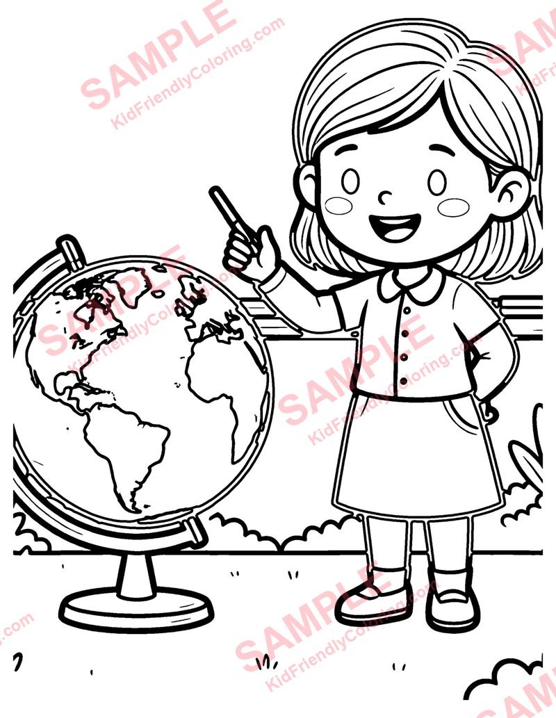 Teacher coloring page preview