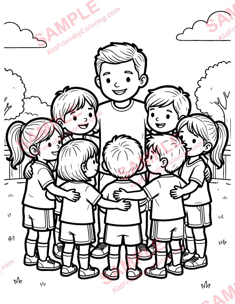 Team Huddle coloring page preview