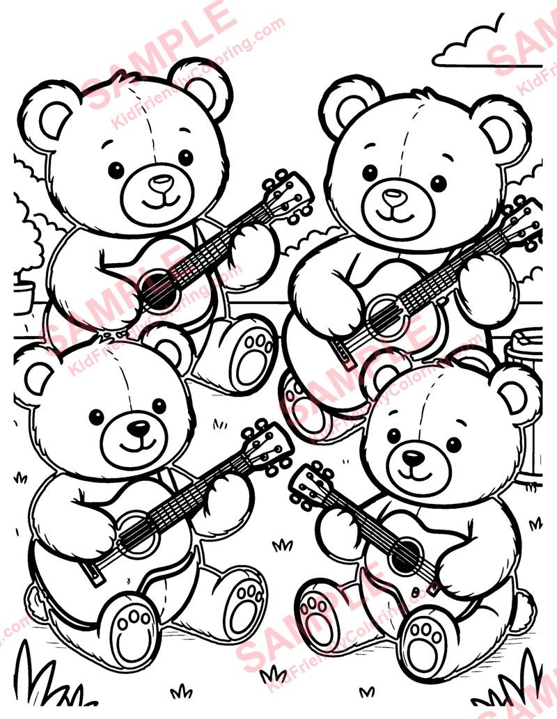 Teddy Band coloring page preview
