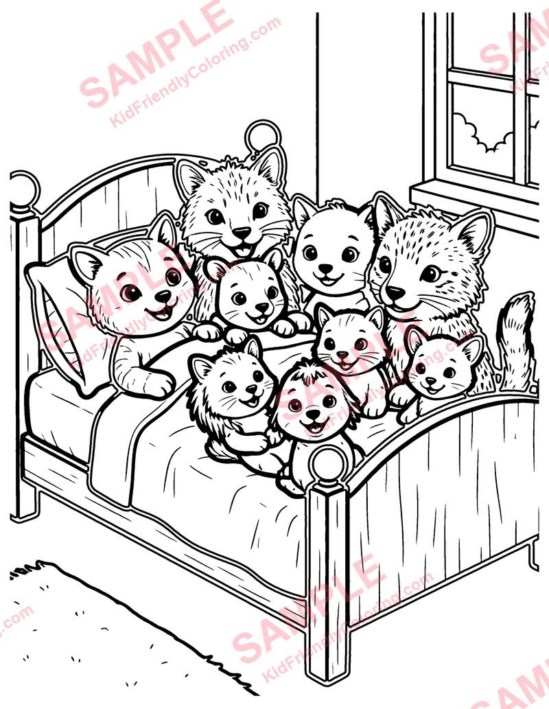 Ten in the Bed coloring page preview