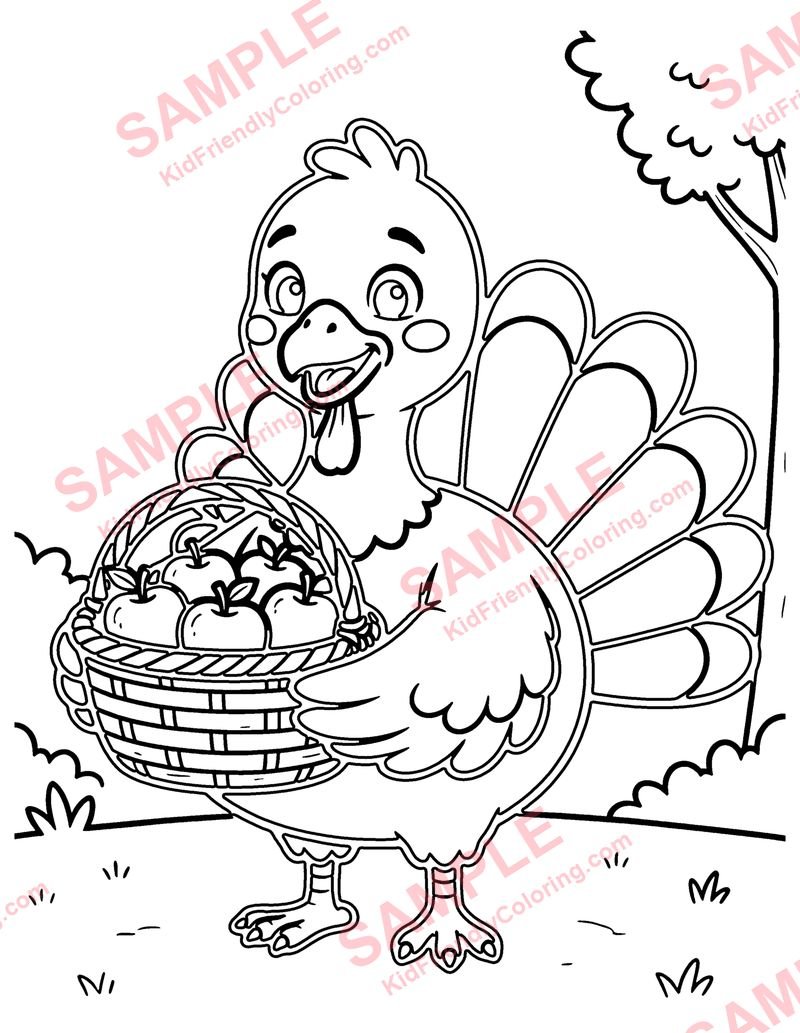 Thankful Turkey coloring page preview